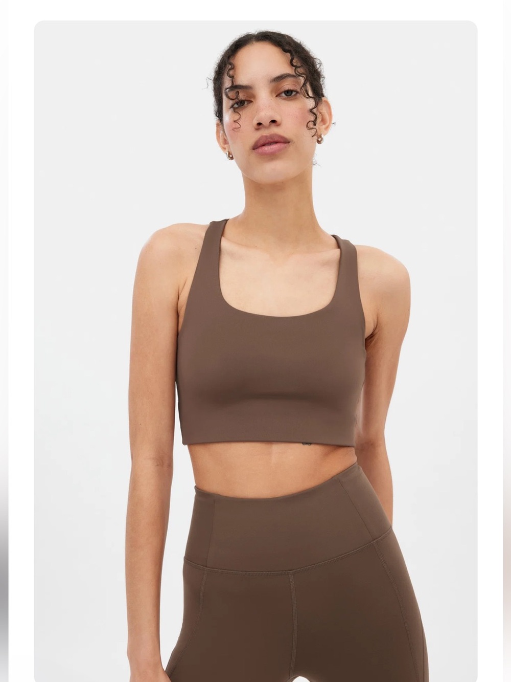 [girlfriend collective] Paloma Cafe Brown Racerback Sports Bra